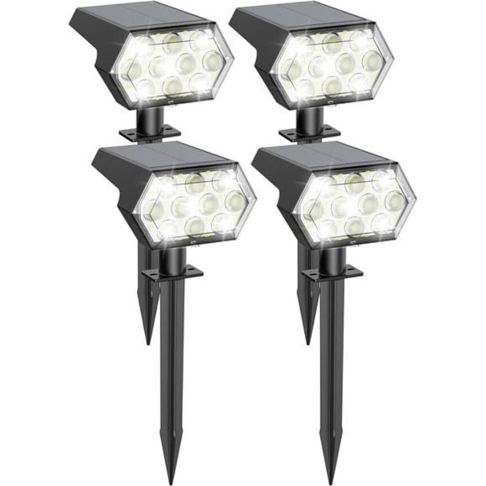 Solar Spot Lights Outdoor 92 LED Waterproof IP68 Bright Cold White 4 Pack